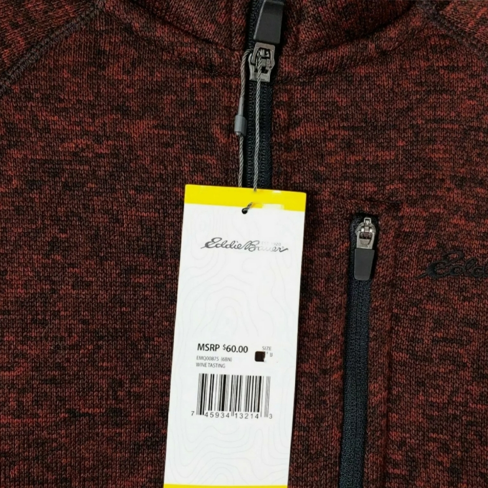 NWT Eddie Bauer Radiator Men Plum 1/4 Zip Pullover - Picture 6 of 8